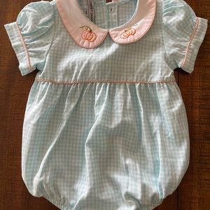 Sweet Dreams Gingham Print Pumpkin Bubble Romper